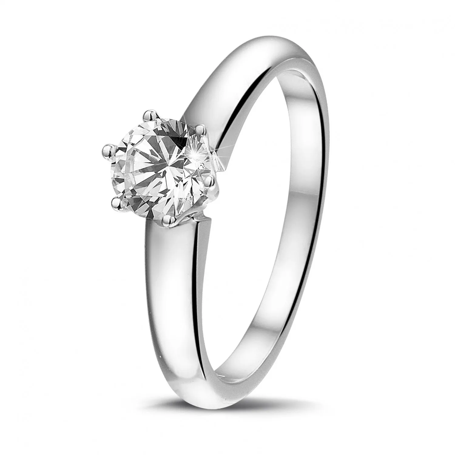 0.50 quilates anillo solitario diamante con 6 grapas en platino 