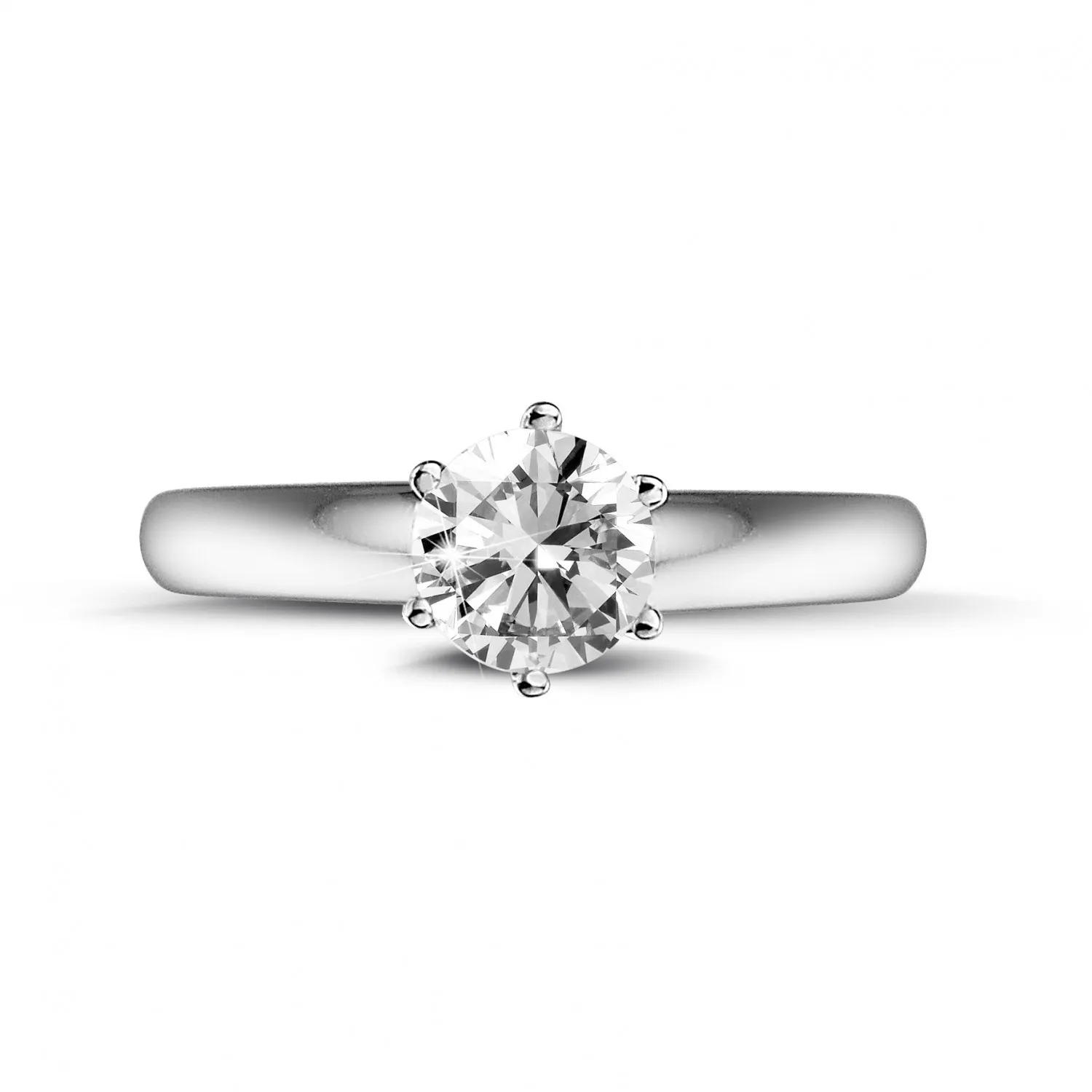 0.50 quilates anillo solitario diamante con 6 grapas en platino 