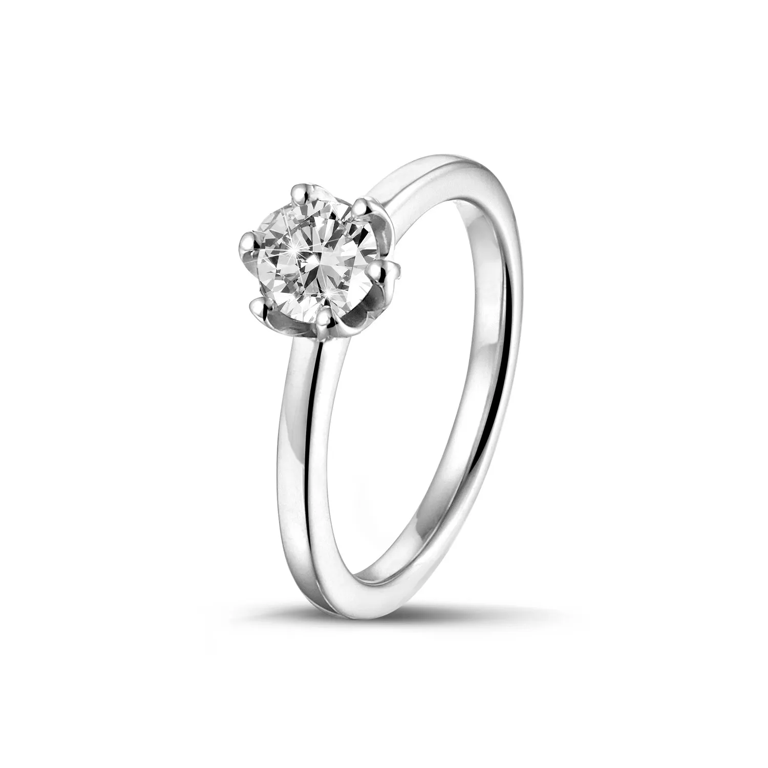 0.50 quilates anillo solitario en oro blanco con diamante redondo 