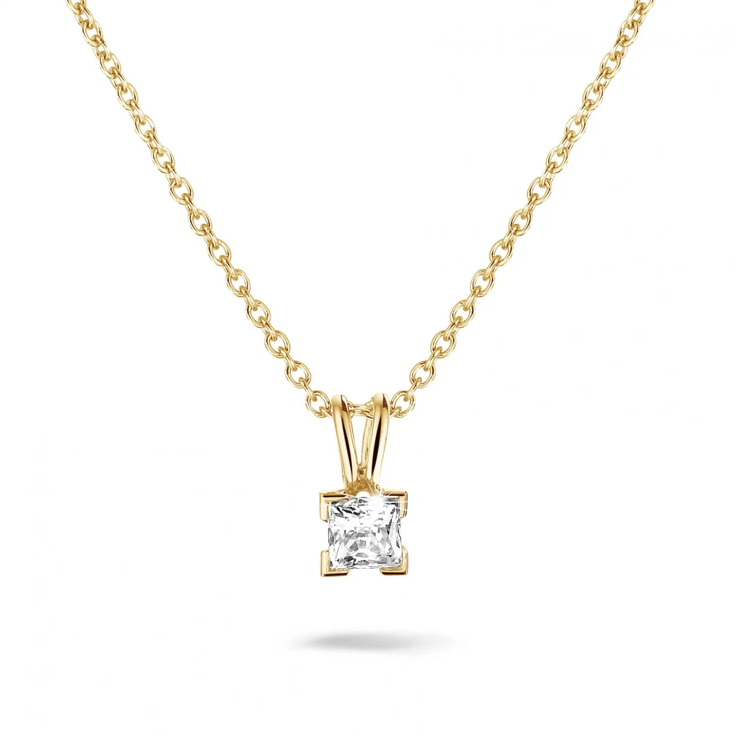 0.70 quilates colgante solitario en oro amarillo con diamante talla princesa 