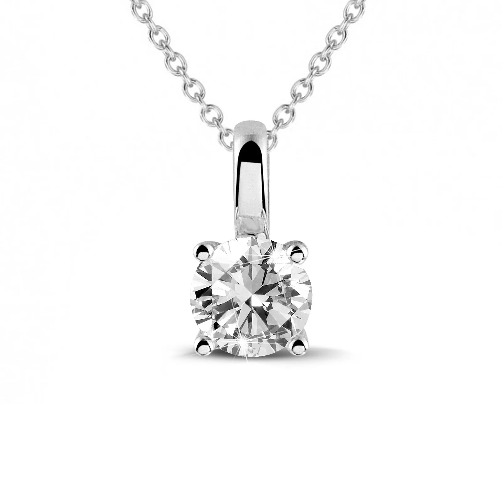 0.70 quilates colgante solitario en platino con diamante redondo y 4 grapas 