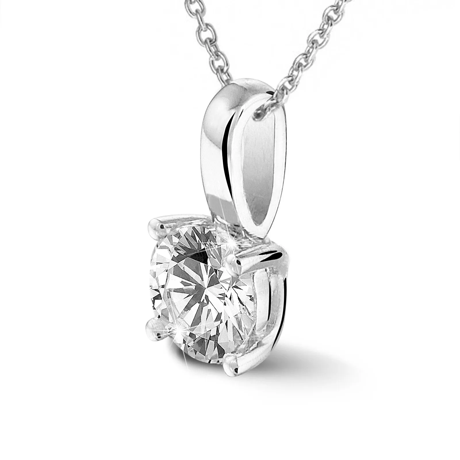0.70 quilates colgante solitario en platino con diamante redondo y 4 grapas 