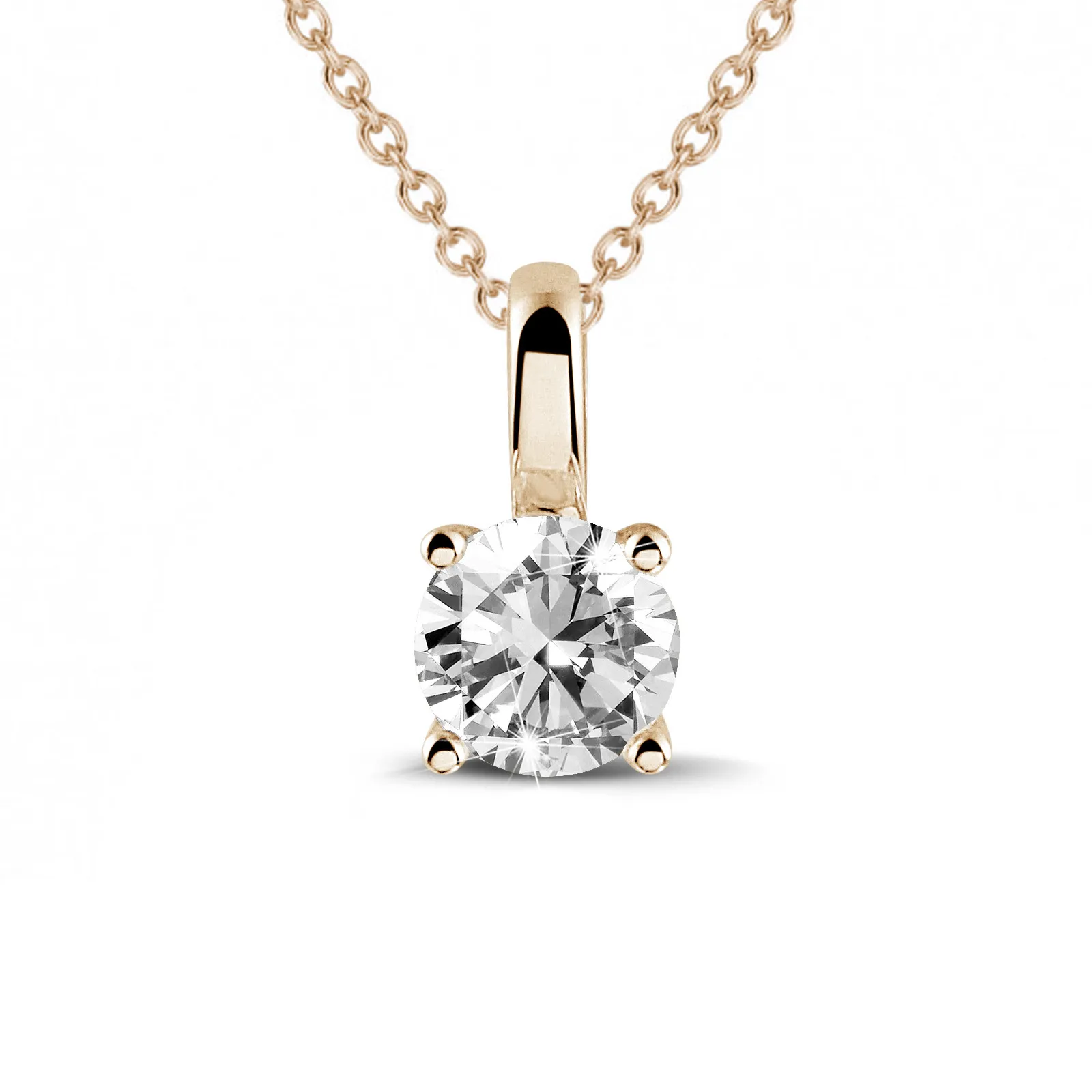 1.00 quilates colgante solitario en oro rojo con diamante redondo y 4 grapas 