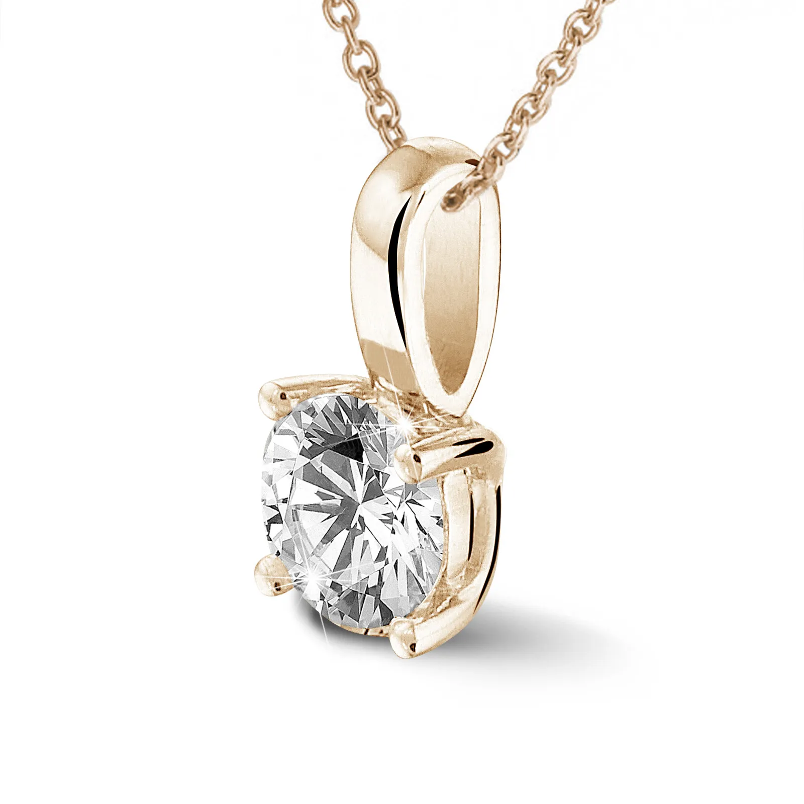 1.00 quilates colgante solitario en oro rojo con diamante redondo y 4 grapas 