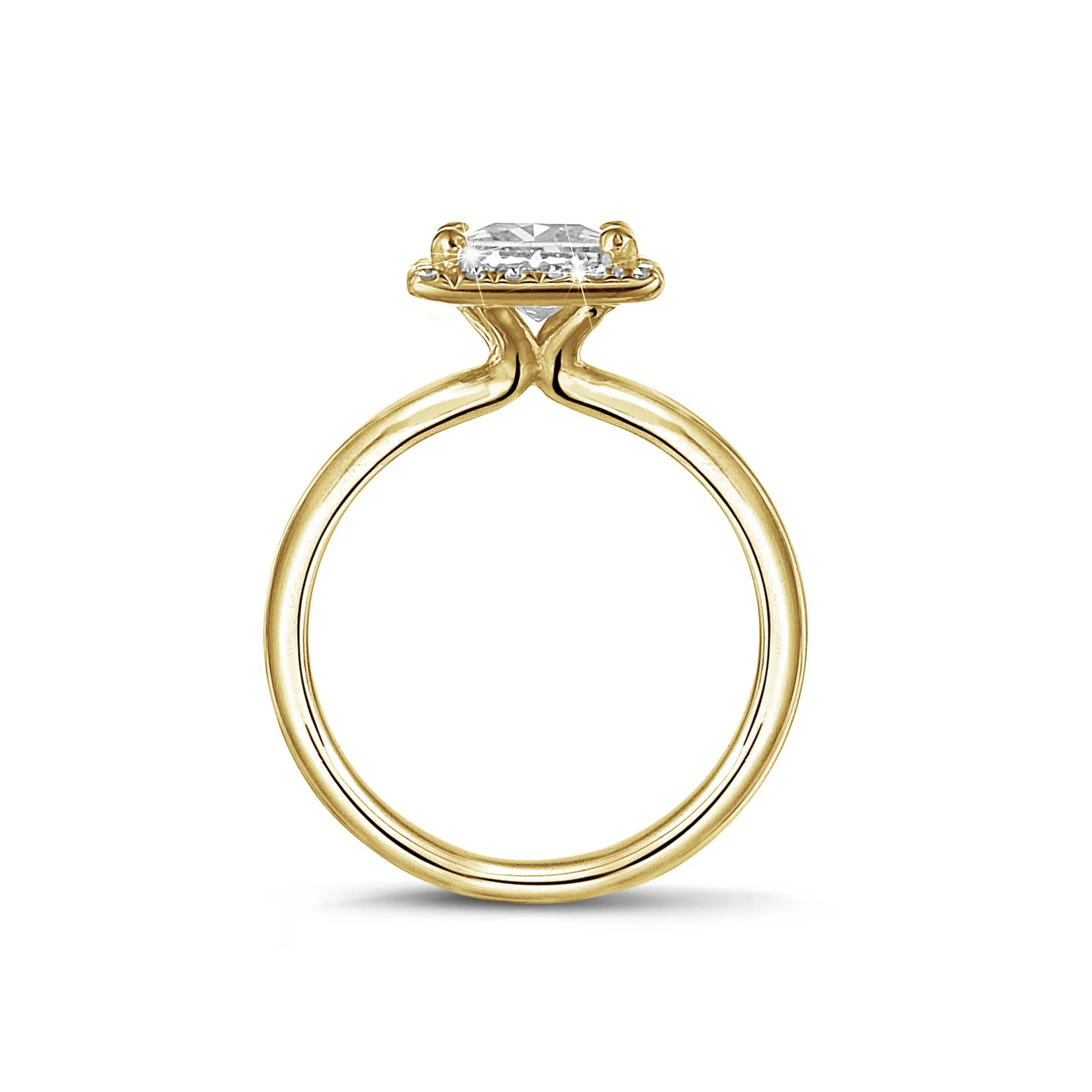 1.00 quilateshalo anillo solitario diamante princesa en oro amarillo con diamantes redondos 