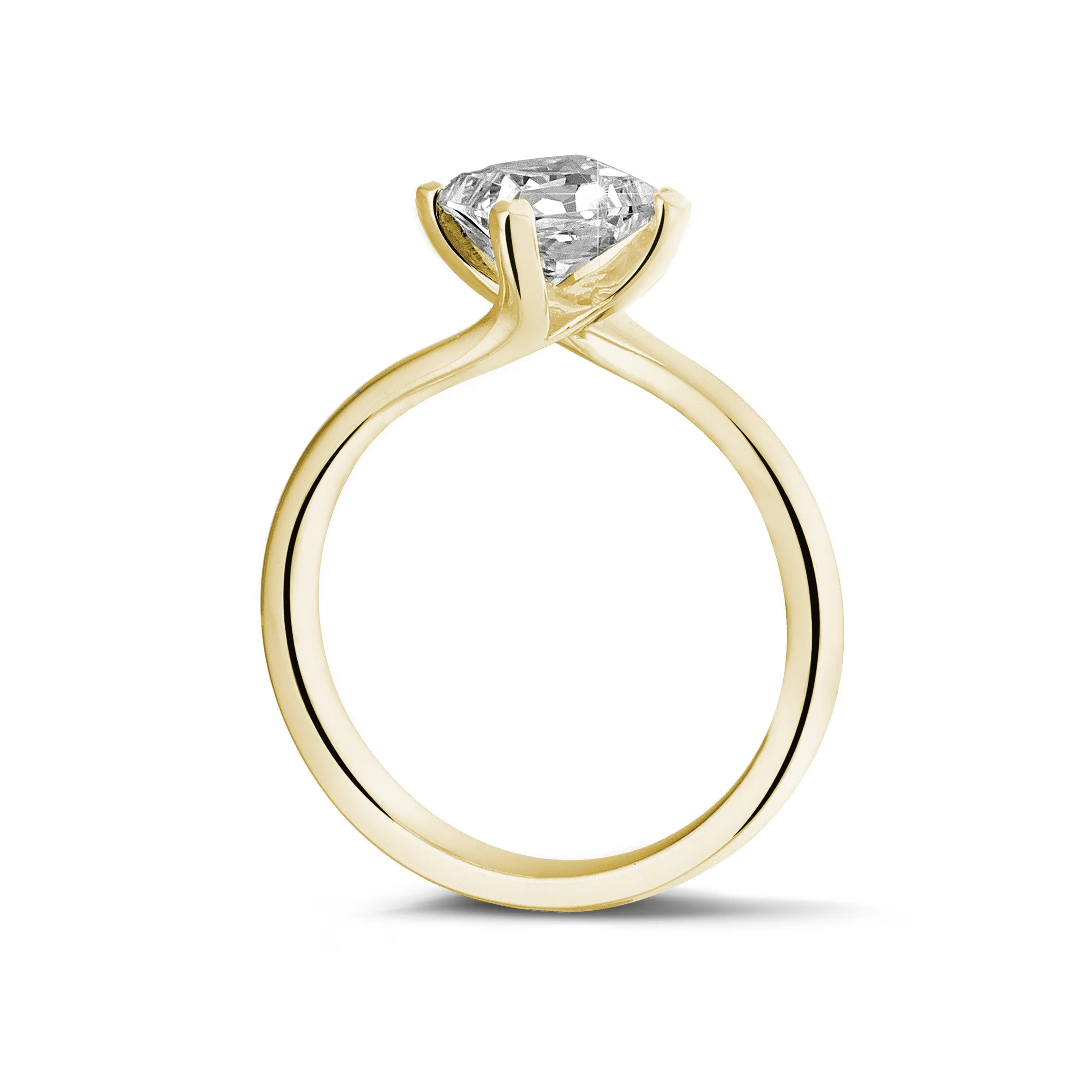 1.20 quilates anillo solitario en oro amarillo con diamante talla princesa 