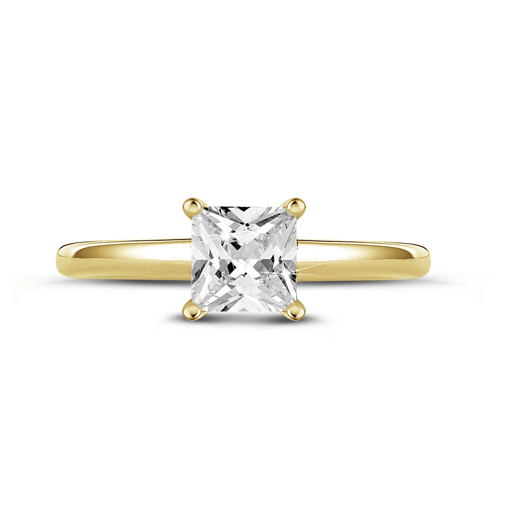 1.50 quilates anillo solitario con diamante princesa en oro amarillo 