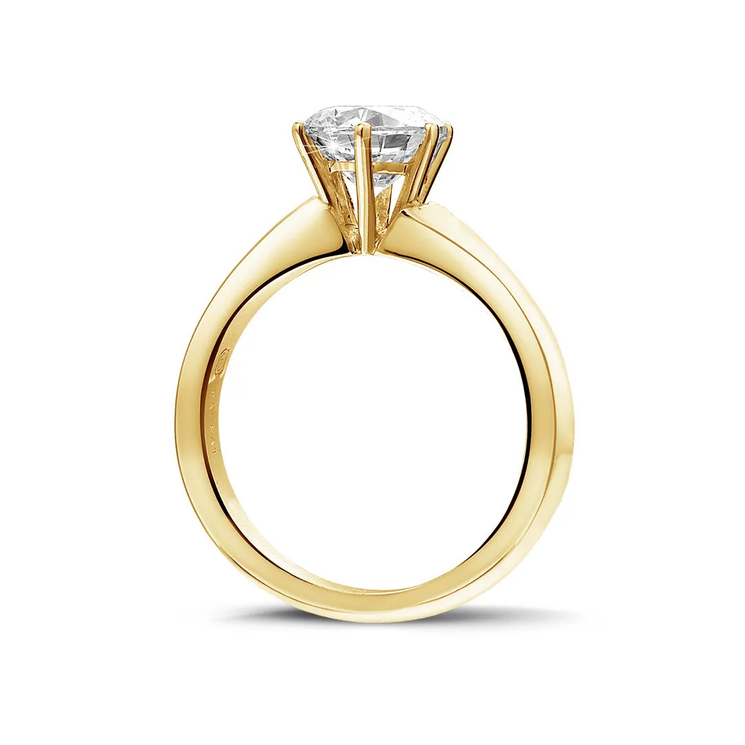 1.50 quilates anillo solitario diamante con 6 grapas en oro amarillo 