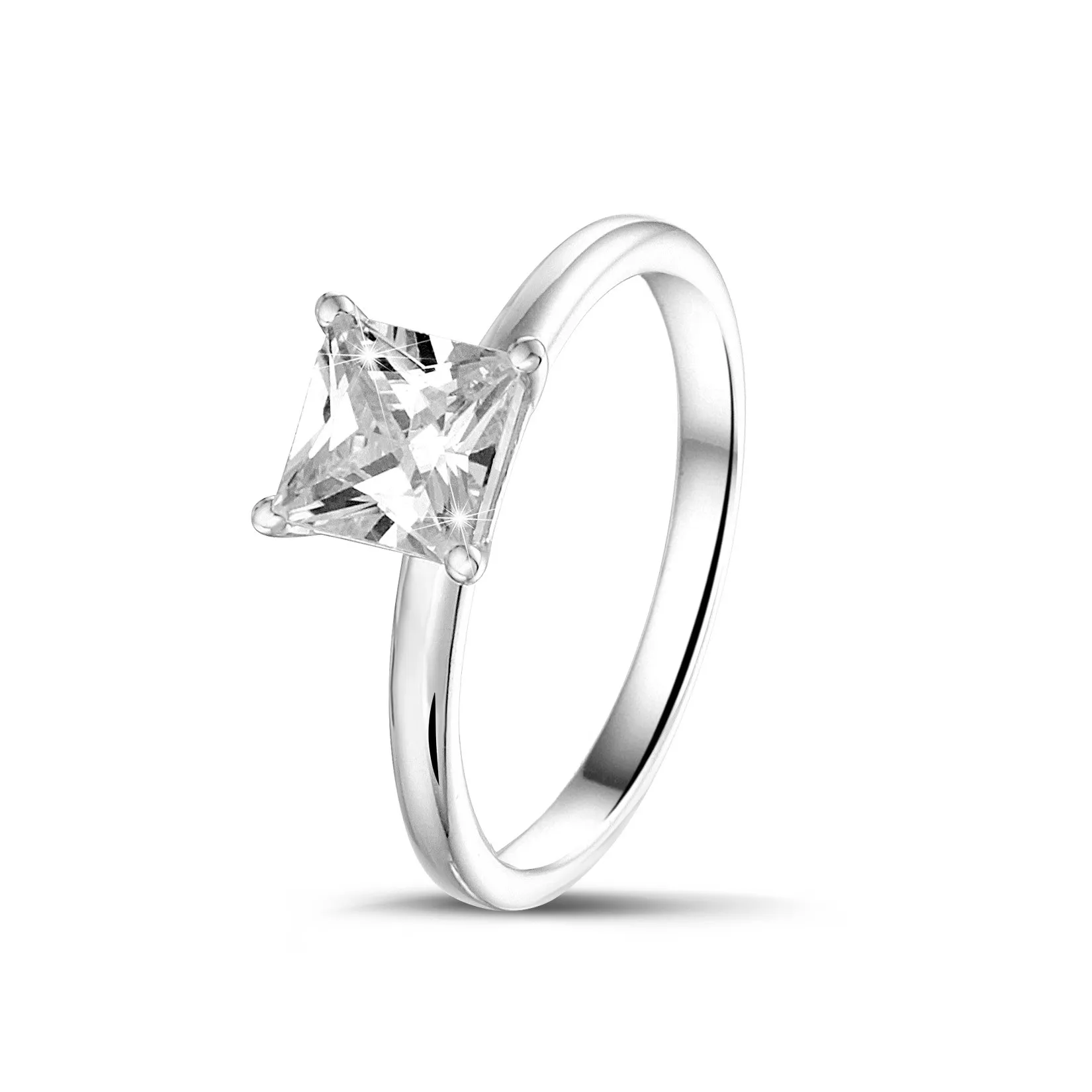 2.00 quilates anillo solitario con diamante princesa en oro blanco 