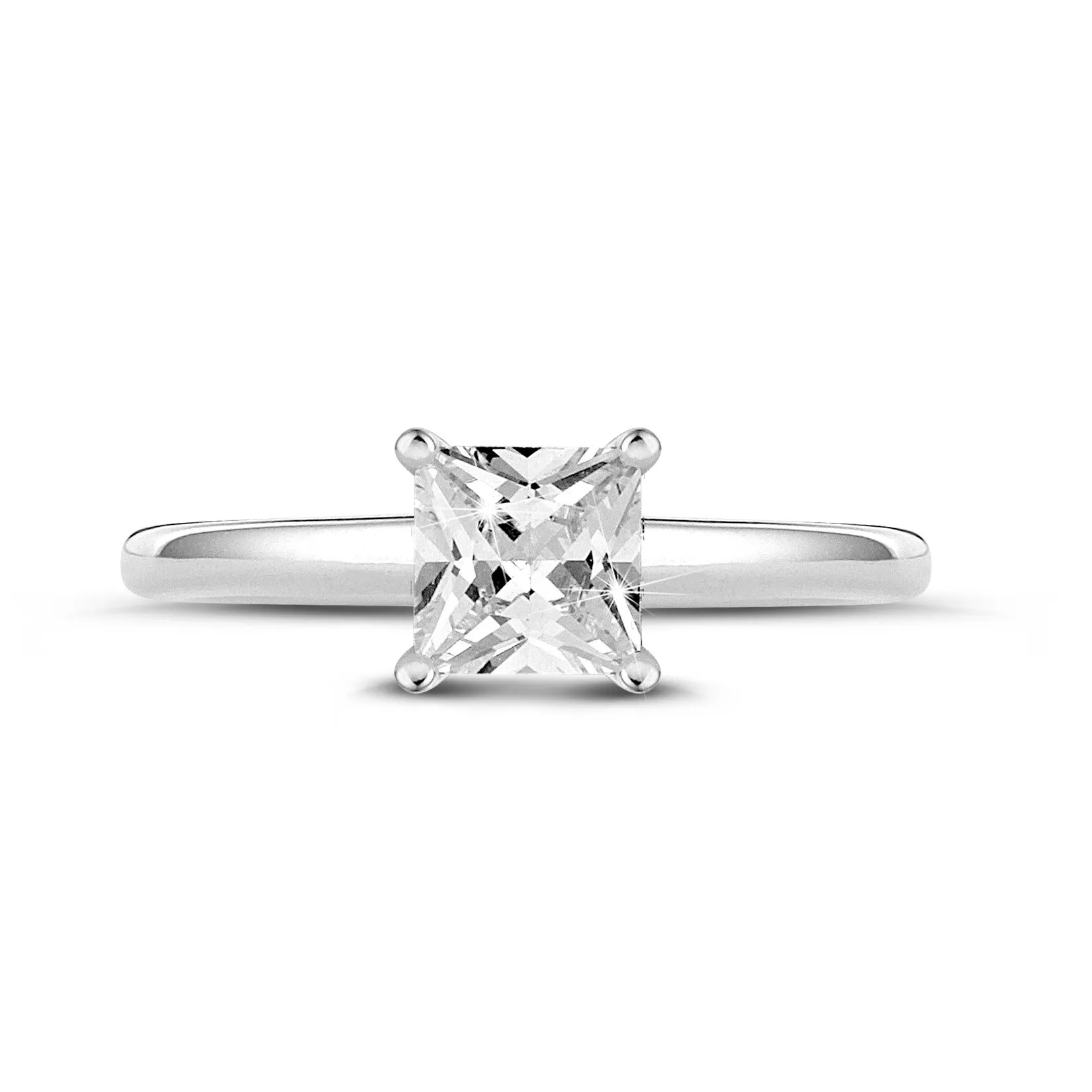 2.00 quilates anillo solitario con diamante princesa en oro blanco 
