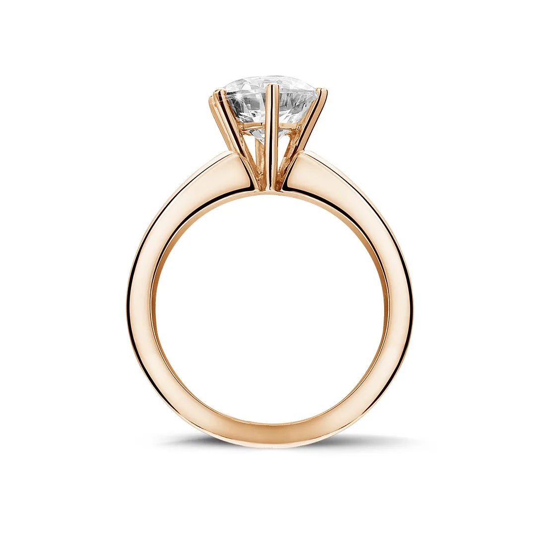 2.00 quilates anillo solitario diamante con 6 grapas en oro rojo 