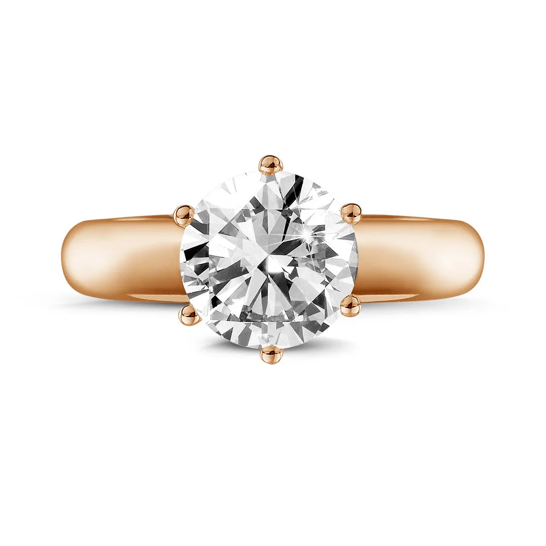 2.00 quilates anillo solitario diamante con 6 grapas en oro rojo 