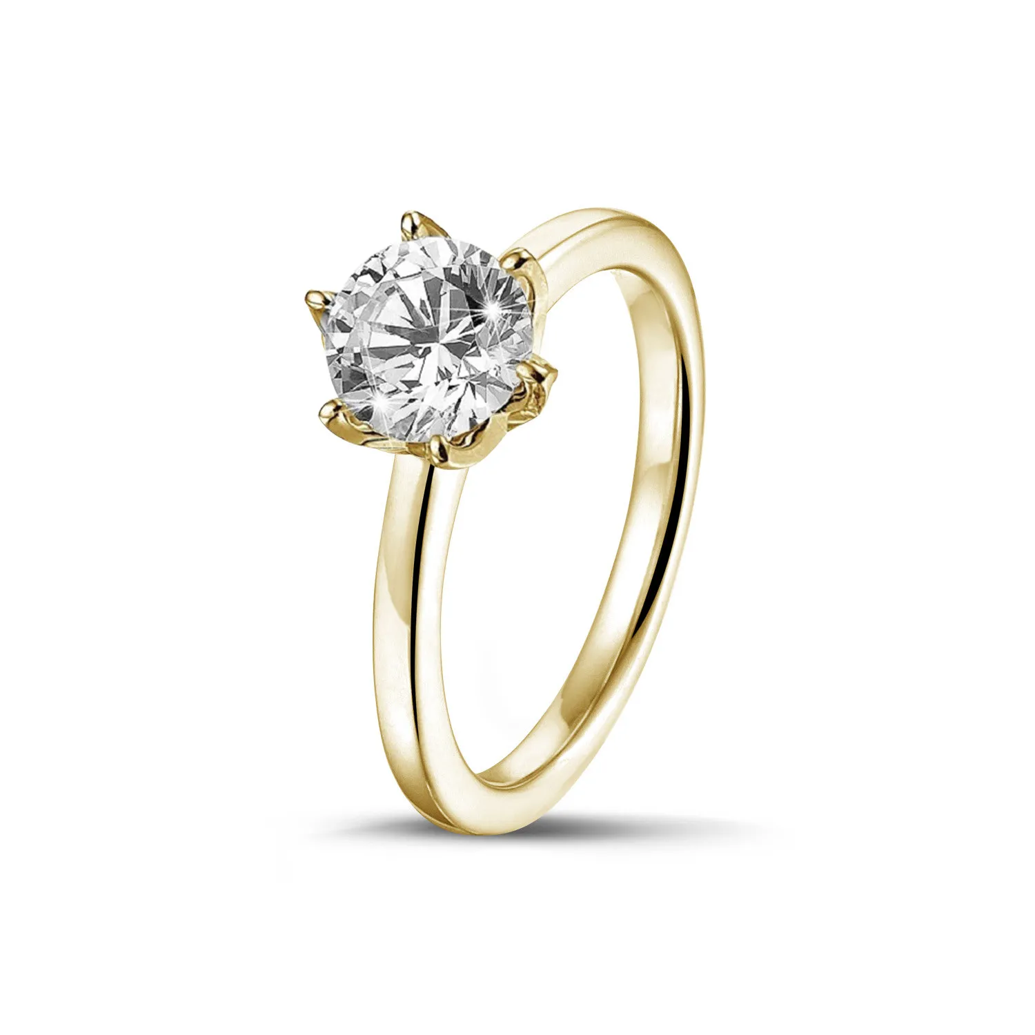 2.50 quilates anillo solitario en oro amarillo con diamante redondo 