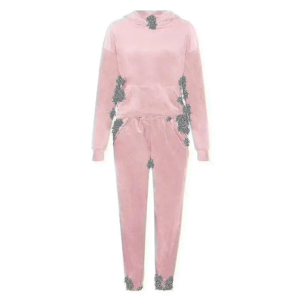 2pcs Pantalones de terciopelo cálido Trajes de mujer Otoño Invierno Sudadera con capucha Pantalones De dos piezas Conjunto de do