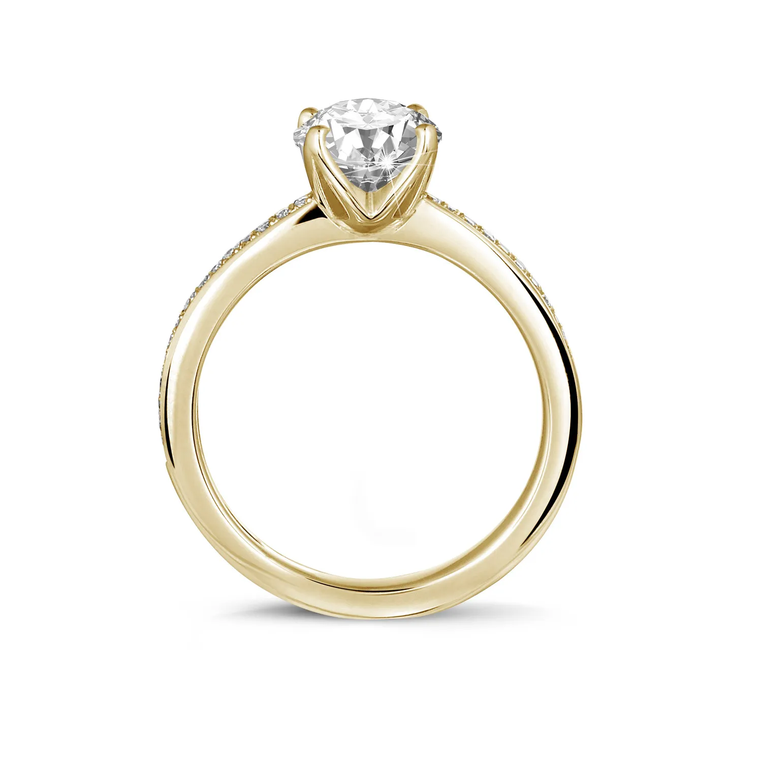 3.00 quilates anillo solitario en oro amarillo con diamantes en los lados 