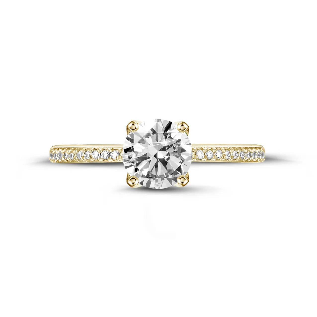 3.00 quilates anillo solitario en oro amarillo con diamantes en los lados 