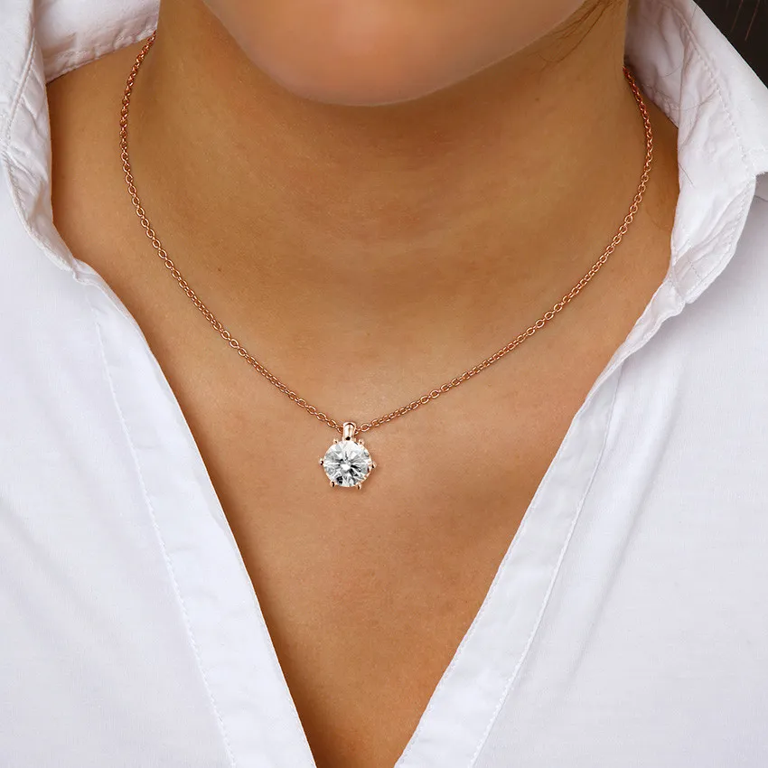 3.00 quilates colgante solitario en oro rojo con diamante redondo 
