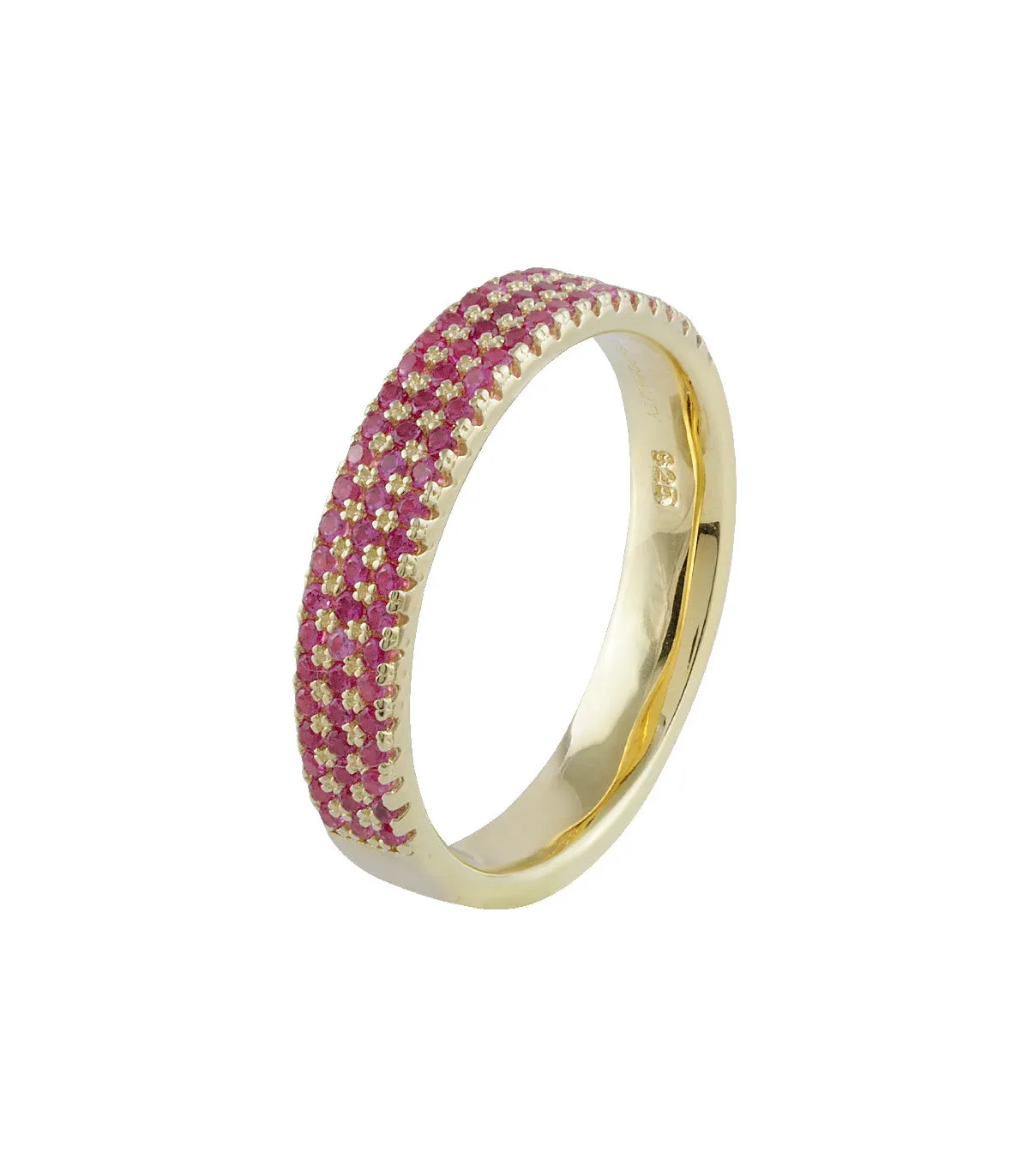 ANILLO ITEMPORALITY SERENA PLATA BAñO ORO Y TRIPLE CIRCONITAS ROSA RUBí  SRN205081