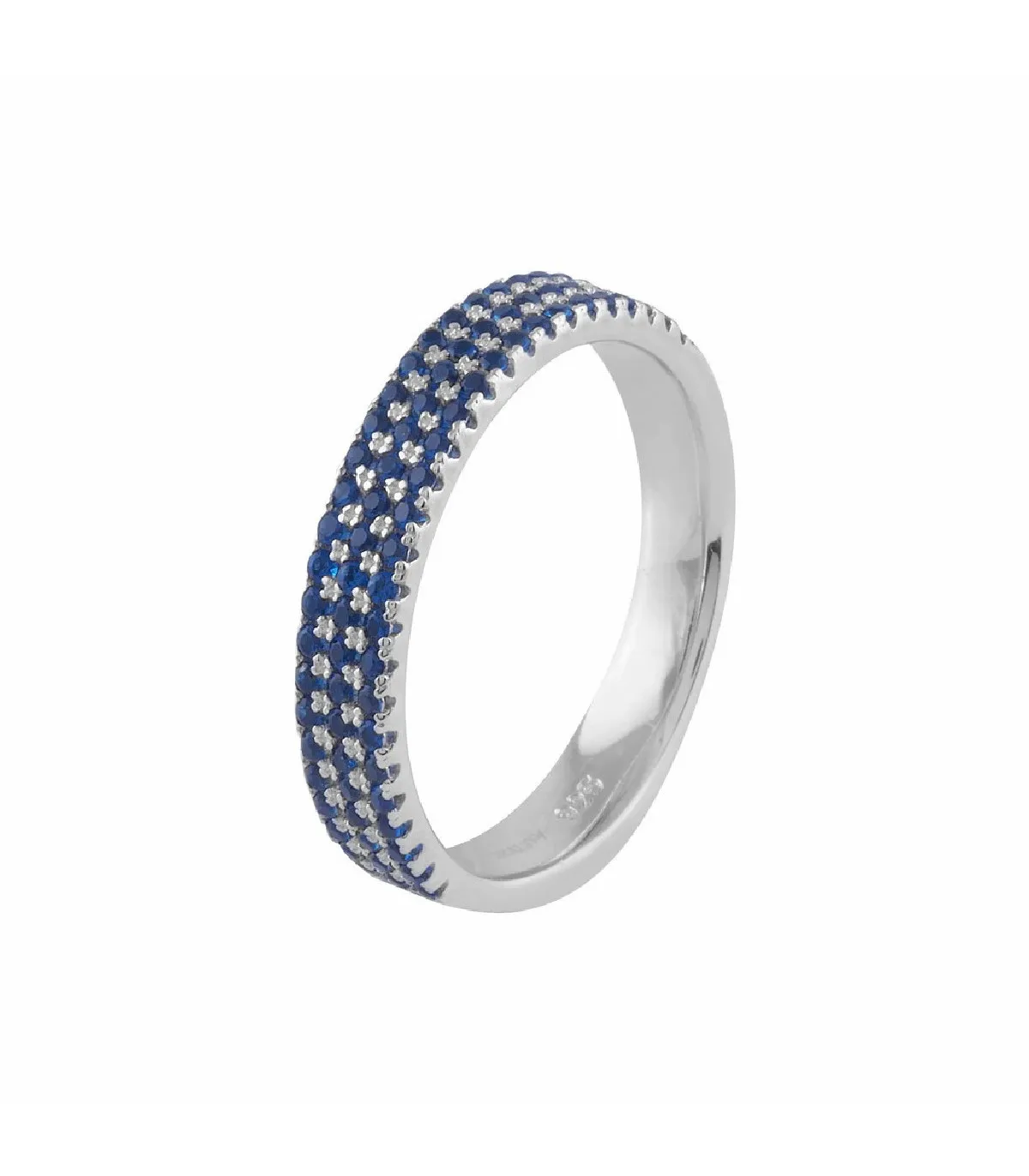 ANILLO ITEMPORALITY SERENA PLATA Y CIRCONITAS AZULES TRIPLE  SRN107077
