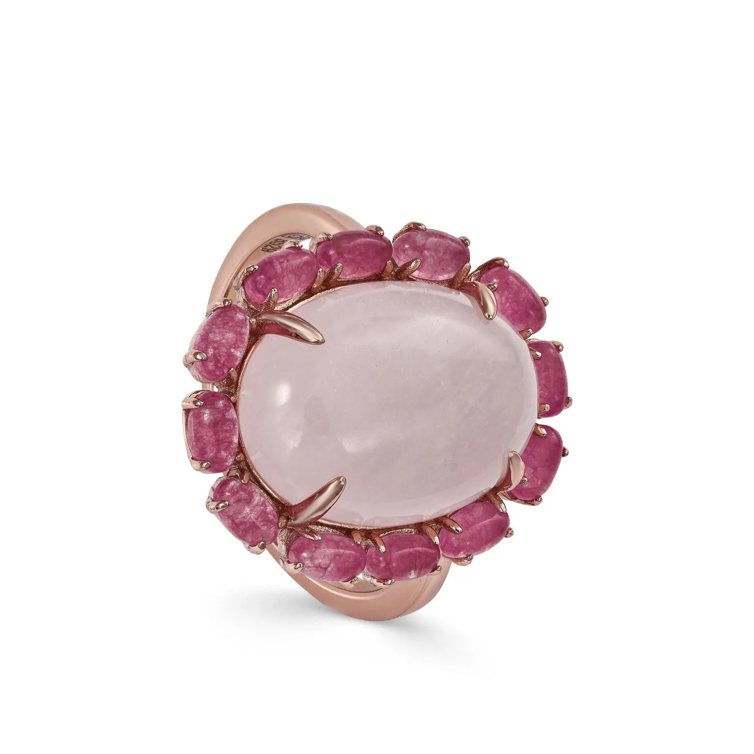Anillos con piedras naturales diseo de flor rosada