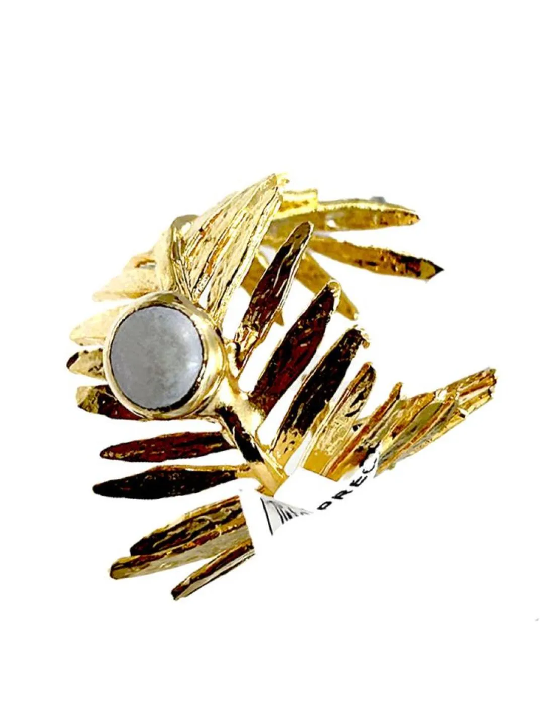 ANILLOS DE PERLAS PRECIOSO DISEÑO DE HOJA DORADA PARA BODAS