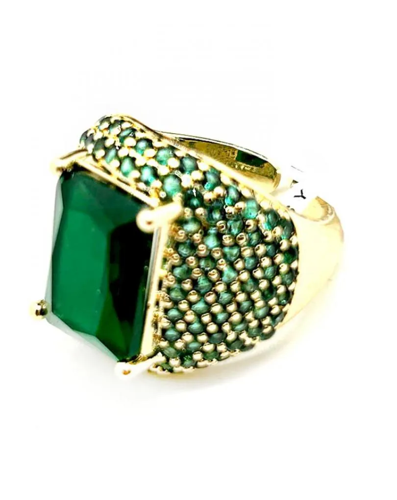 ANILLOS VERDES ELEGANTES SORTIJA CON GRAN TALLA CUADRADA