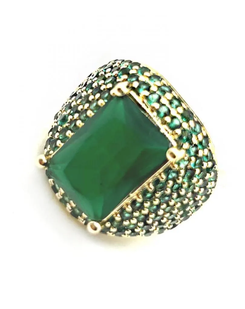 ANILLOS VERDES ELEGANTES SORTIJA CON GRAN TALLA CUADRADA
