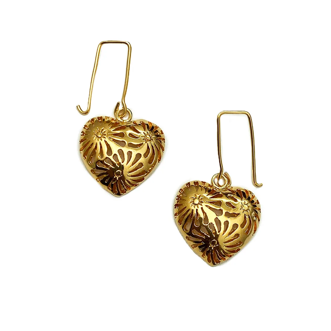 ARETES CORAZóN MATICES  ORO