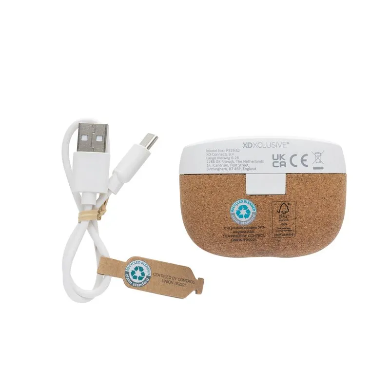 Auriculares personalizados de corcho y plástico reciclado Oregon