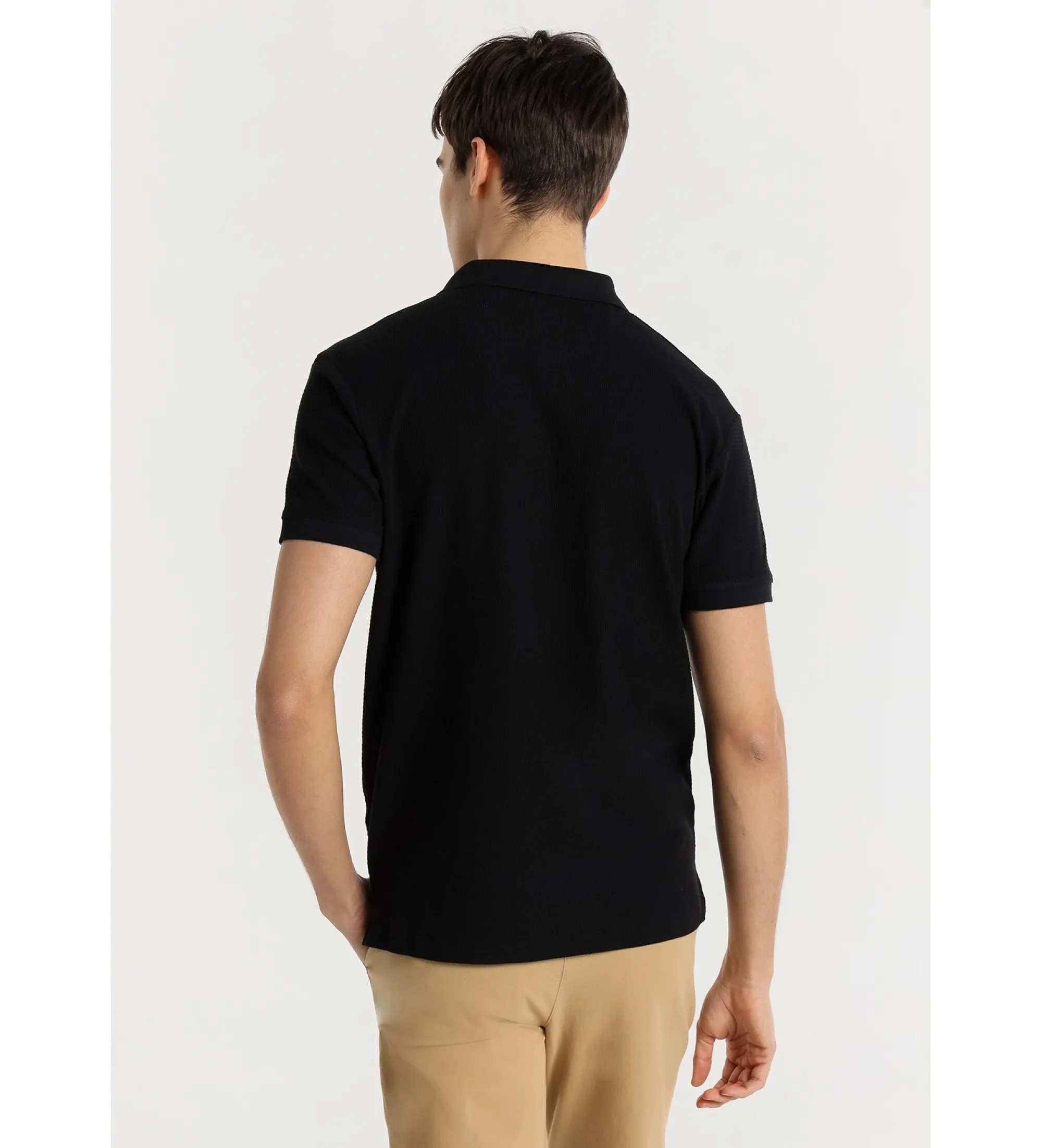 BENDORFF  POLO DE MANGA CORTA TEJIDO JACQUARD ESTILO CLáSICO NEGRO