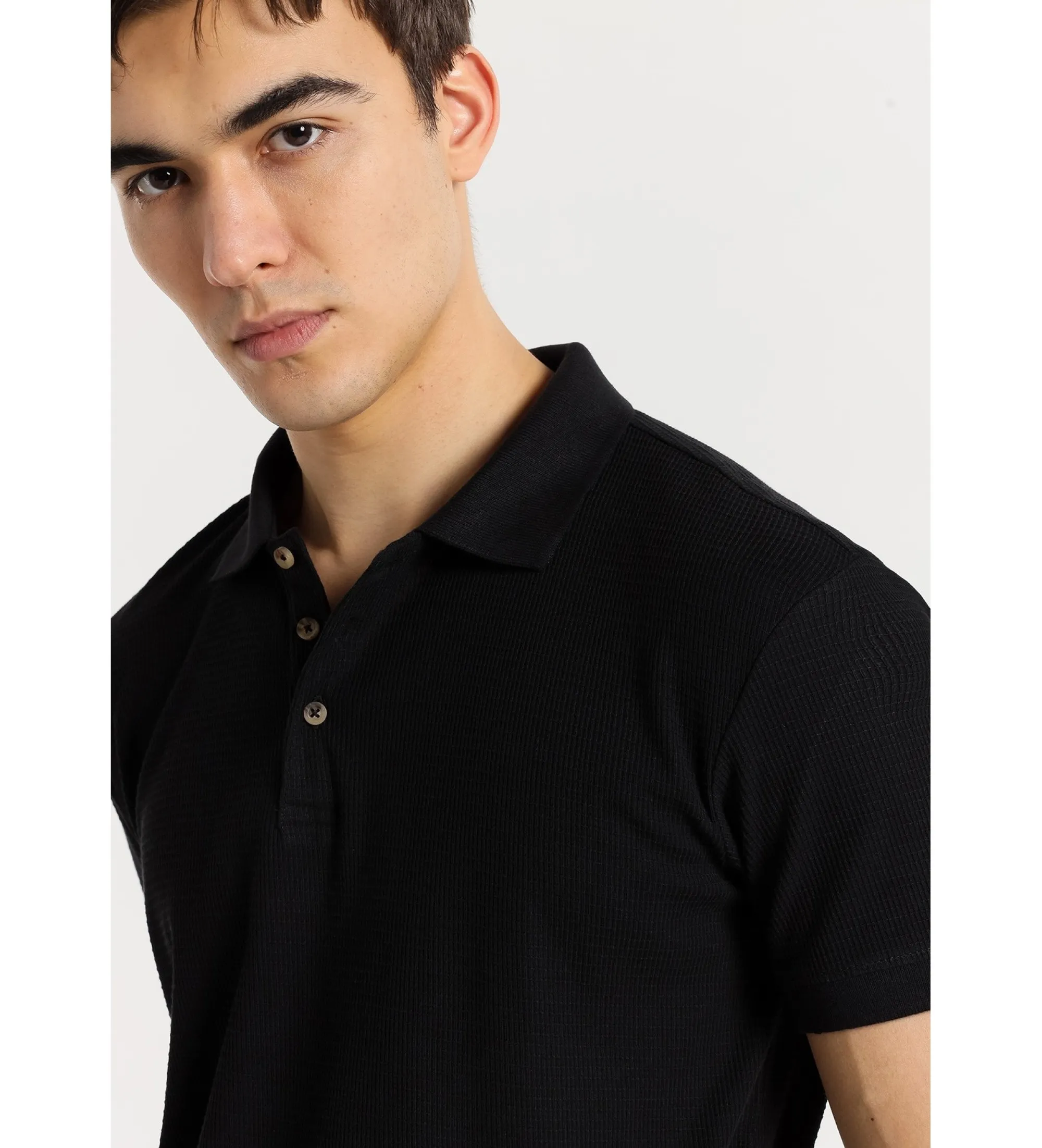 BENDORFF  POLO DE MANGA CORTA TEJIDO JACQUARD ESTILO CLáSICO NEGRO