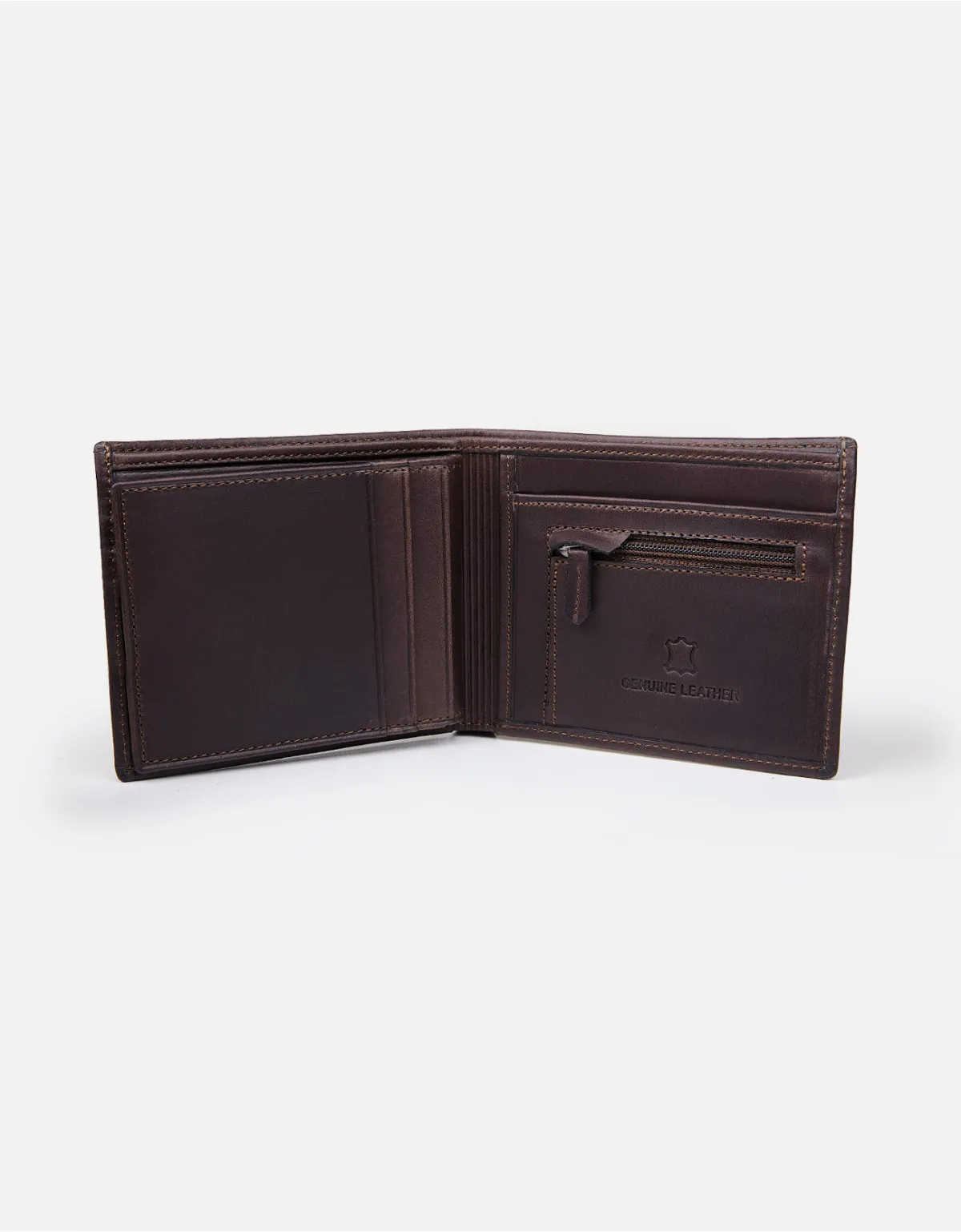 Billetera de cuero marrón para hombre
