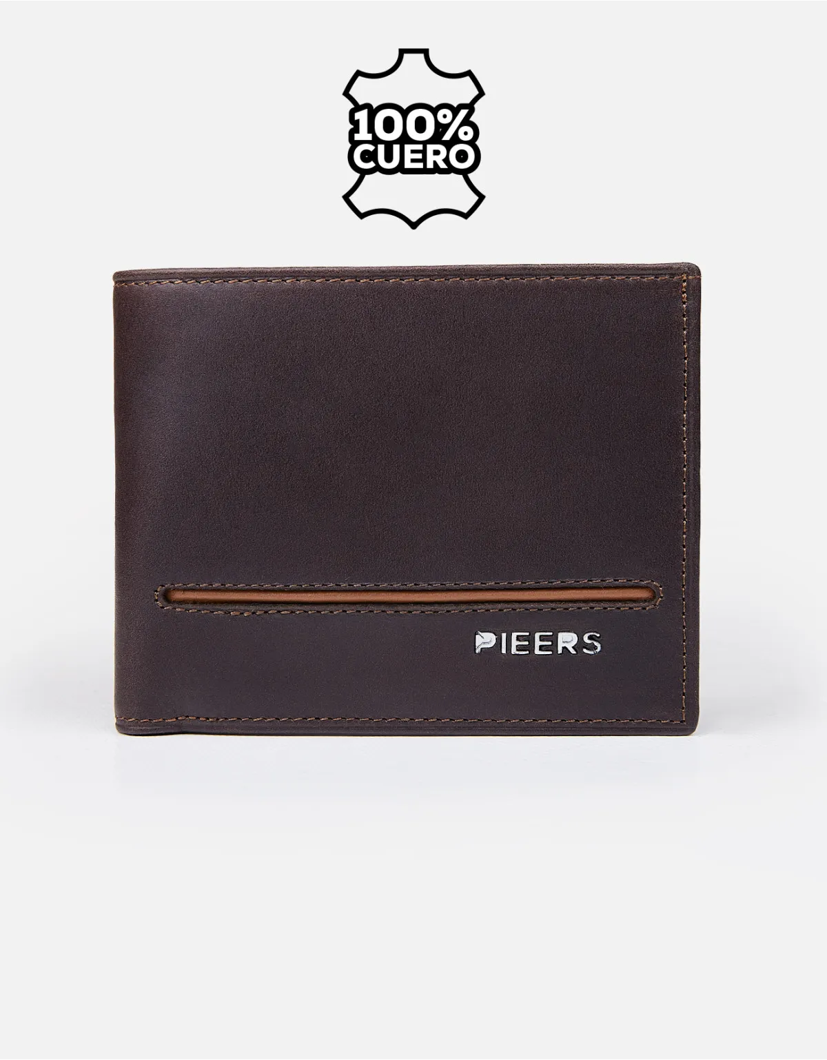 Billetera de cuero marrón para hombre