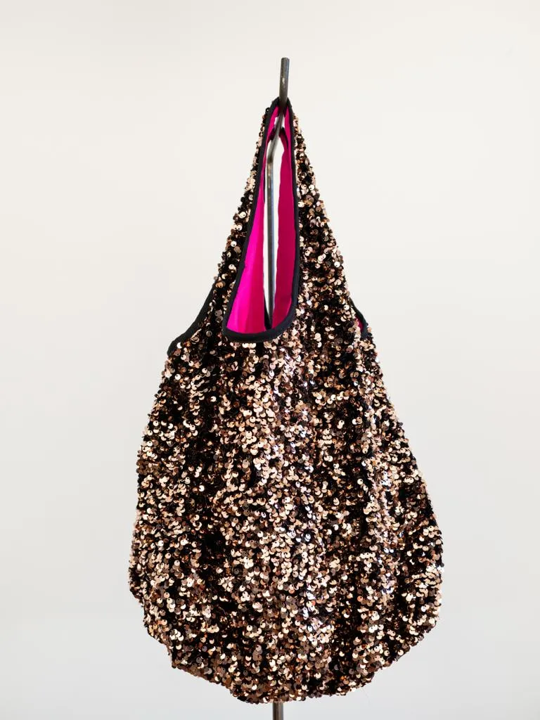 BOLSO SACO PAILLETS ORO
