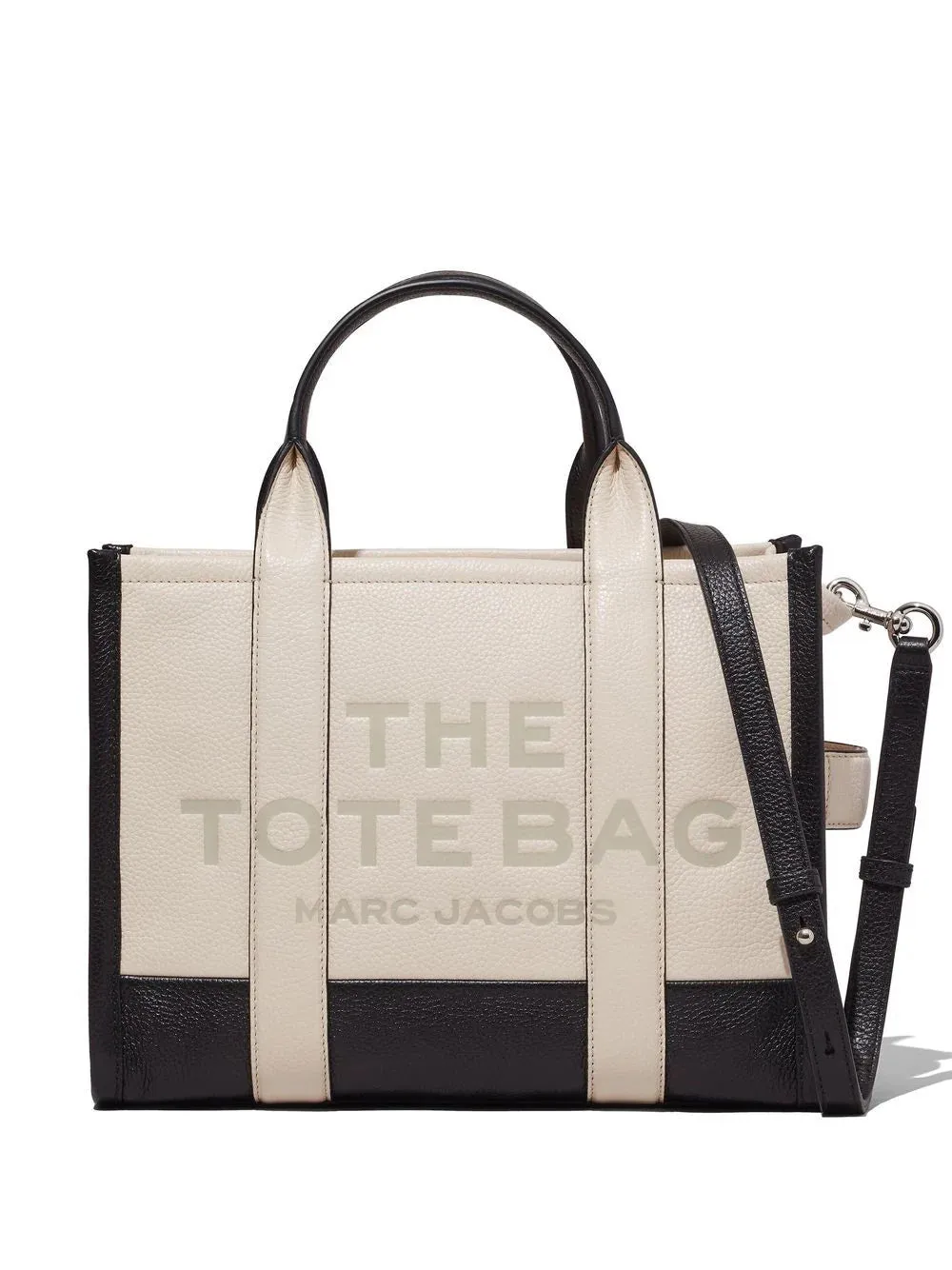 BOLSO THE MEDIUM LEATHER TOTE BAG BLACK WHITE