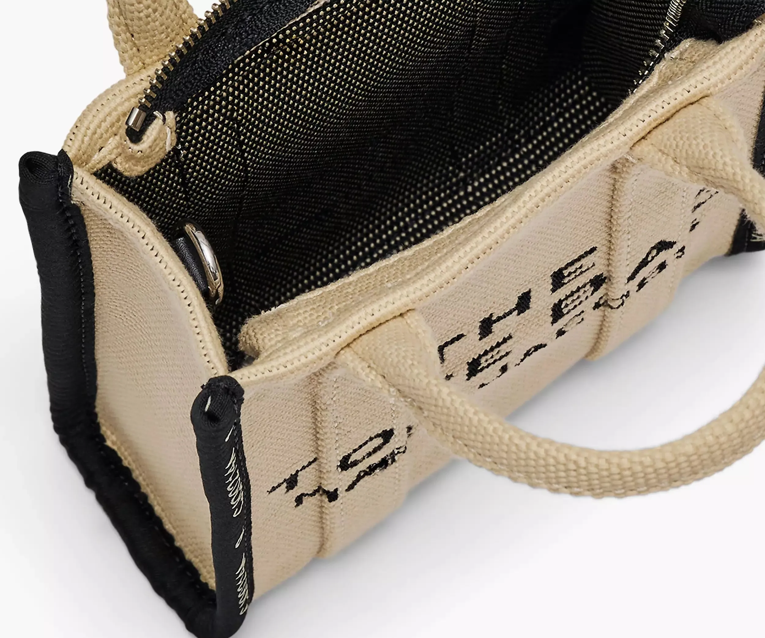 BOLSO THE MINI JACQUARD TOTE BAG BEIGE