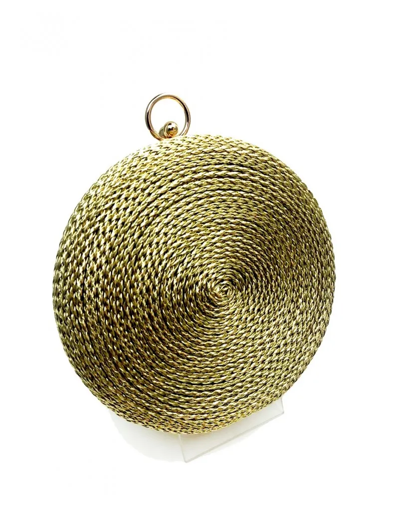 BOLSOS DE FIESTA DORADOS, CON ESTE DISEÑO REDONDO DARAS EL TOQUE ESPECIAL A TU LOOK DE FIESTA