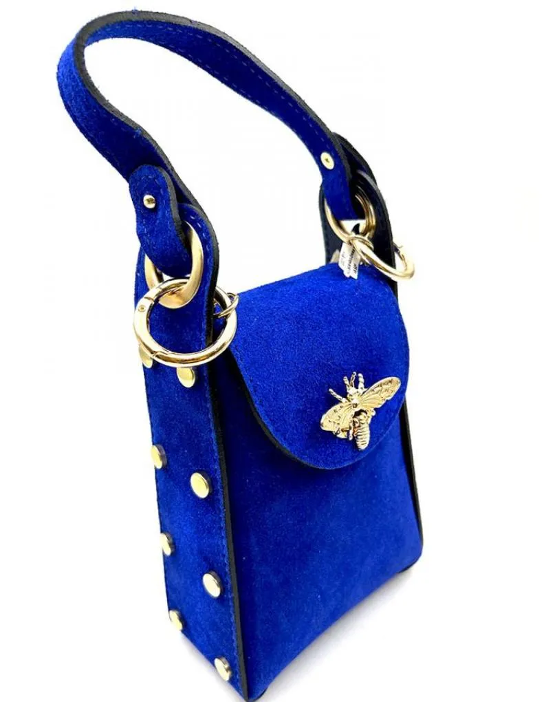 BOLSOS MUJER AZULONES DE PIEL DE ANTE PARA BODAS Y PARA EL DIA A DIA