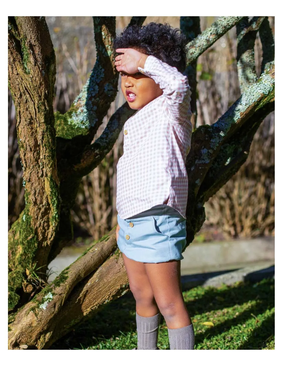 Bombacho y Camisa Cuadros Niño Colección Blau y Rosa La Martinica