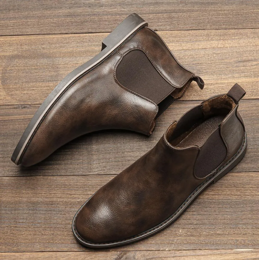 Botas De Cuero Estilo Chelsea Para Hombre