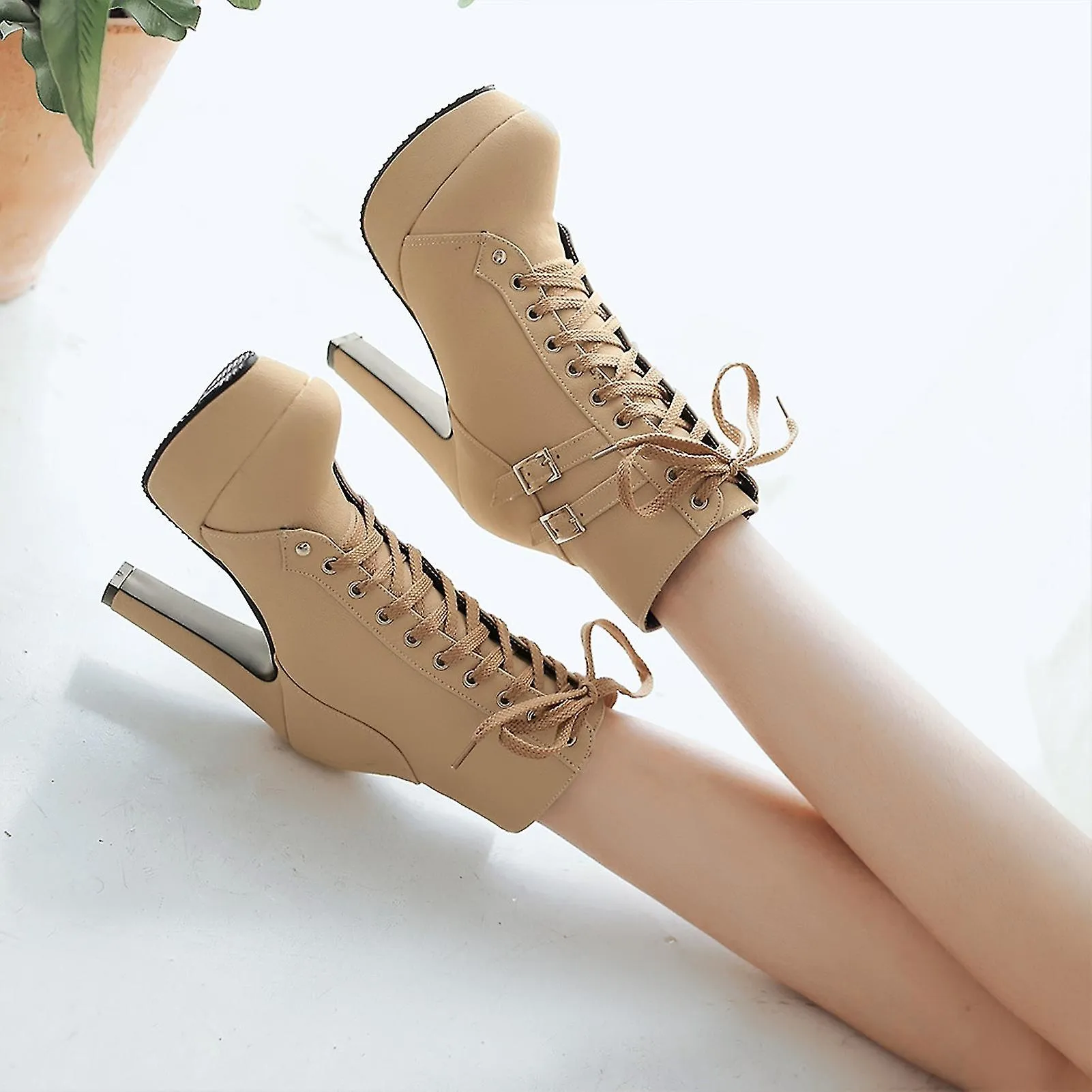 BOTINES CON CORDONES DE PLATAFORMA DE MUJER  BOTINES CASUALES SóLIDOS  ENVíO GRATIS
