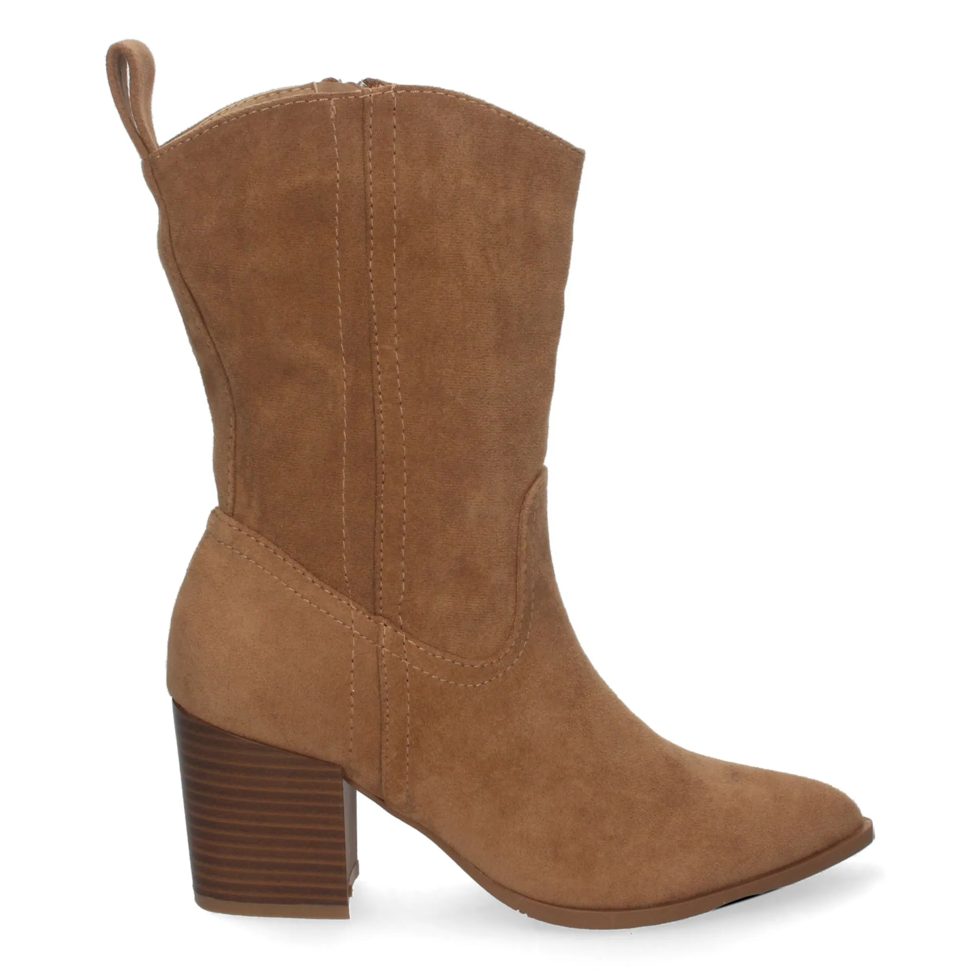 Botines tacón alto cuadrado mujer color camel