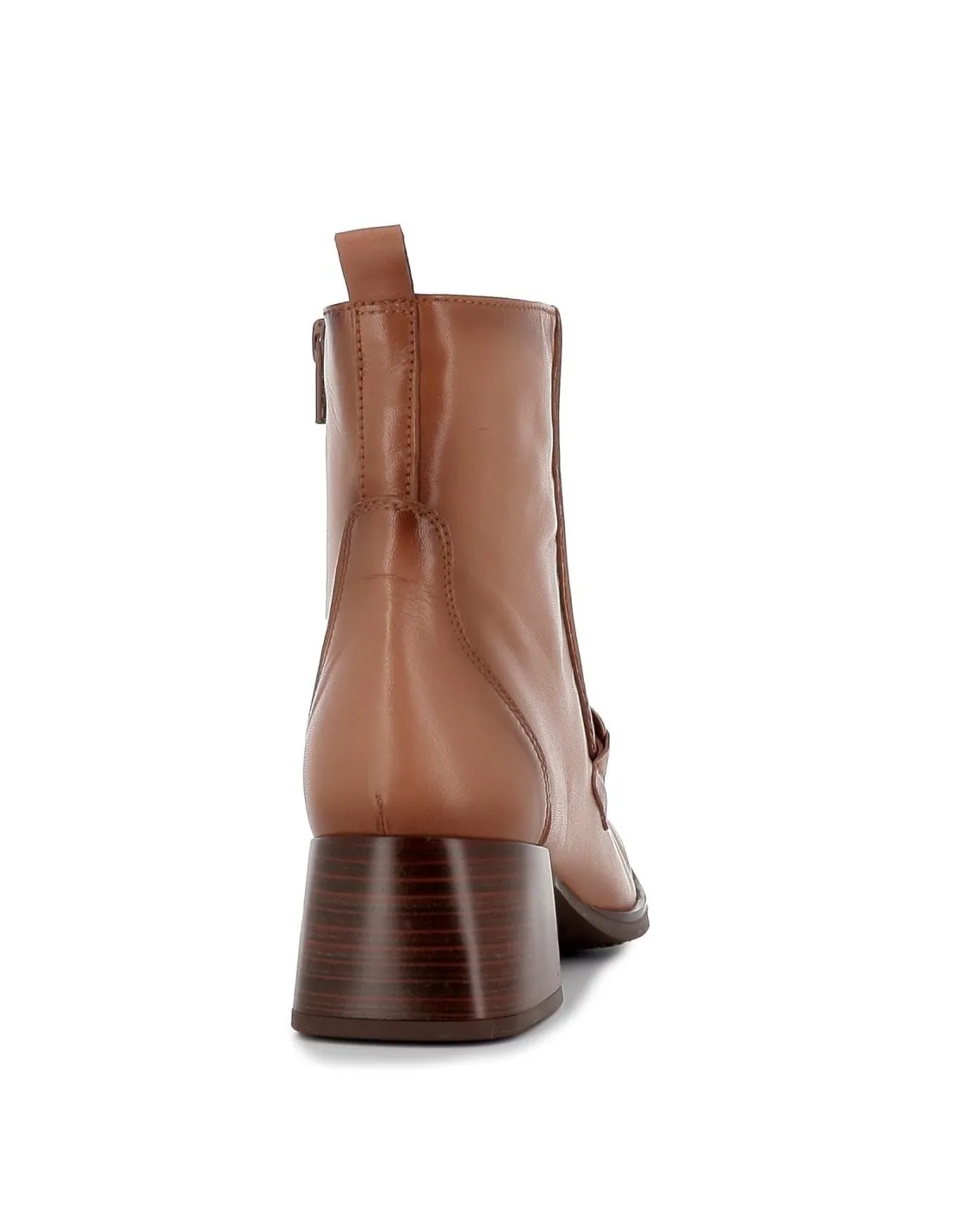 Botín tacón bajo con cadena piel beige mujer Hispanitas