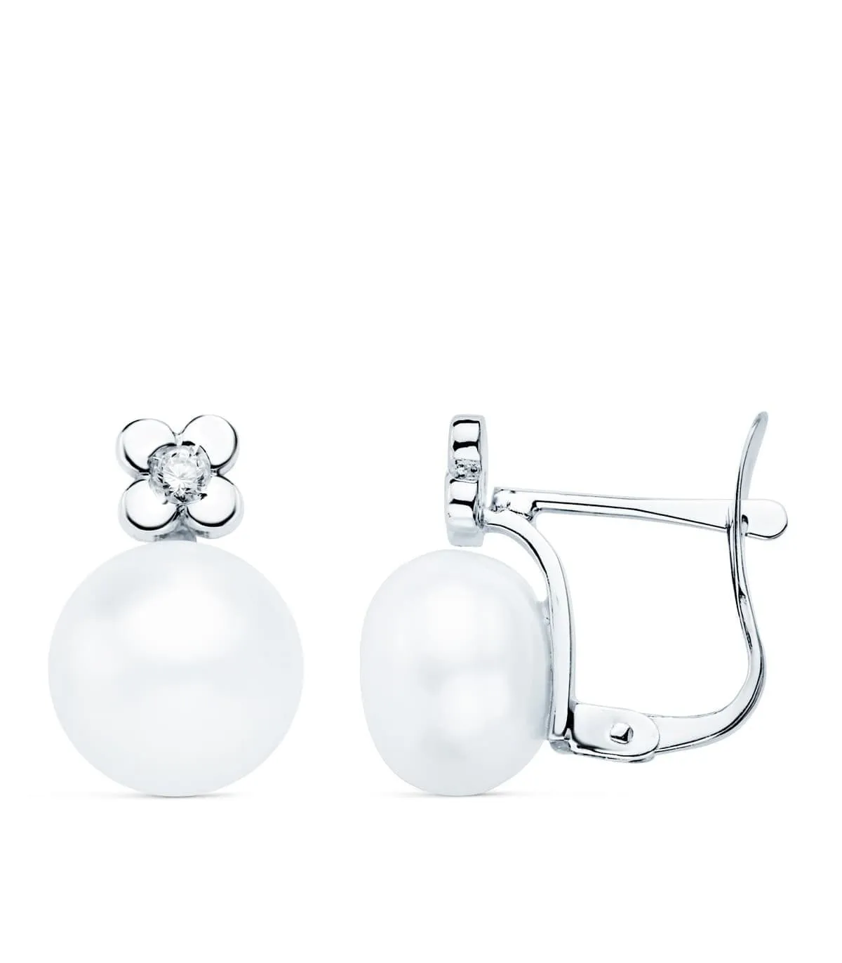 Boucles d'oreilles Communion Or Blanc 18K Toi et moi Diamant