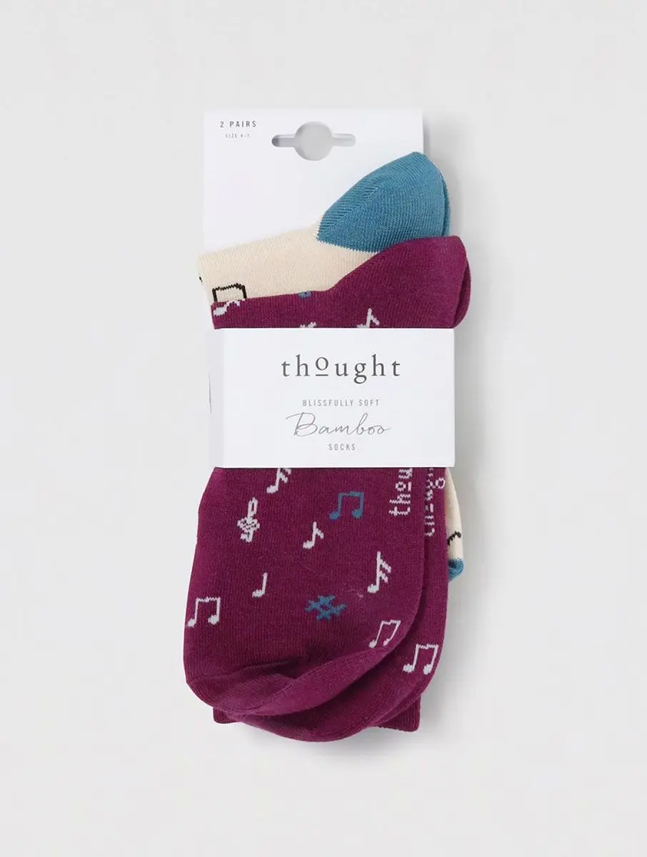 Calcetines mujer ecológicos de música. Pack de 2