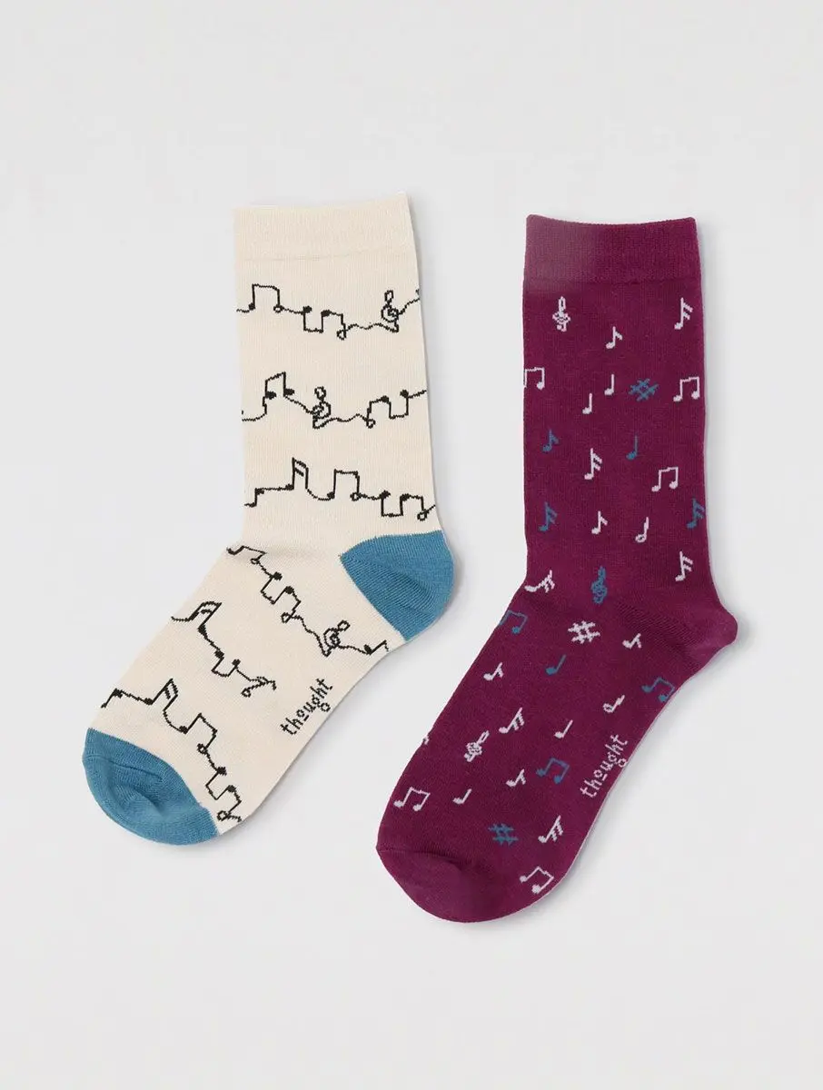 Calcetines mujer ecológicos de música. Pack de 2