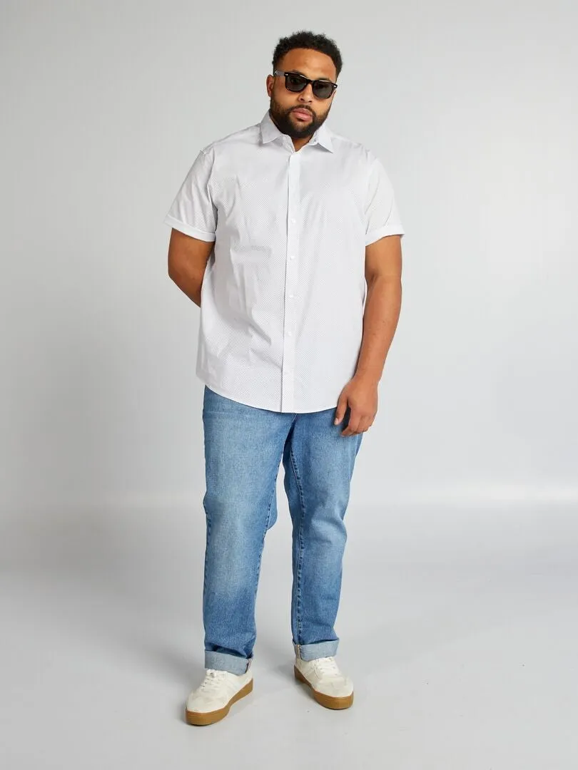 CAMISA RECTA DE MANGA CORTA  BLANCO