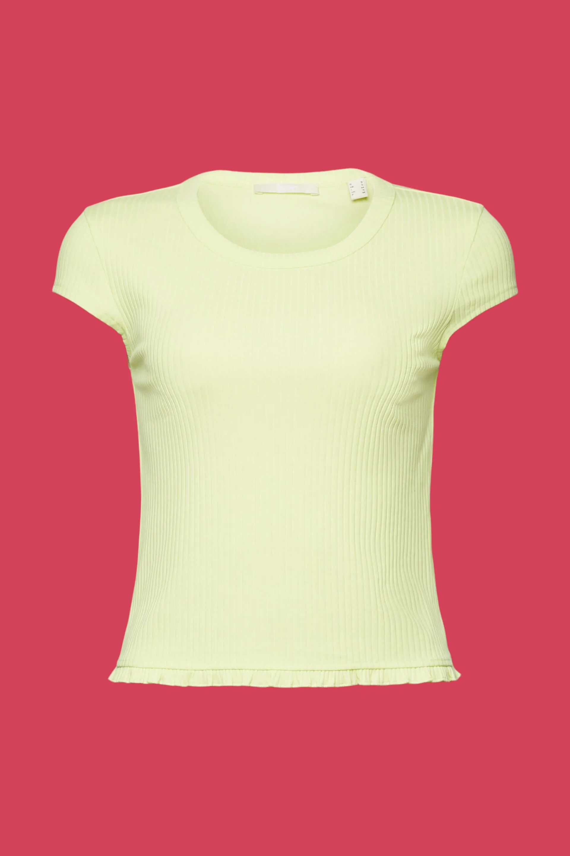 Camiseta acanalada con bajo fruncido