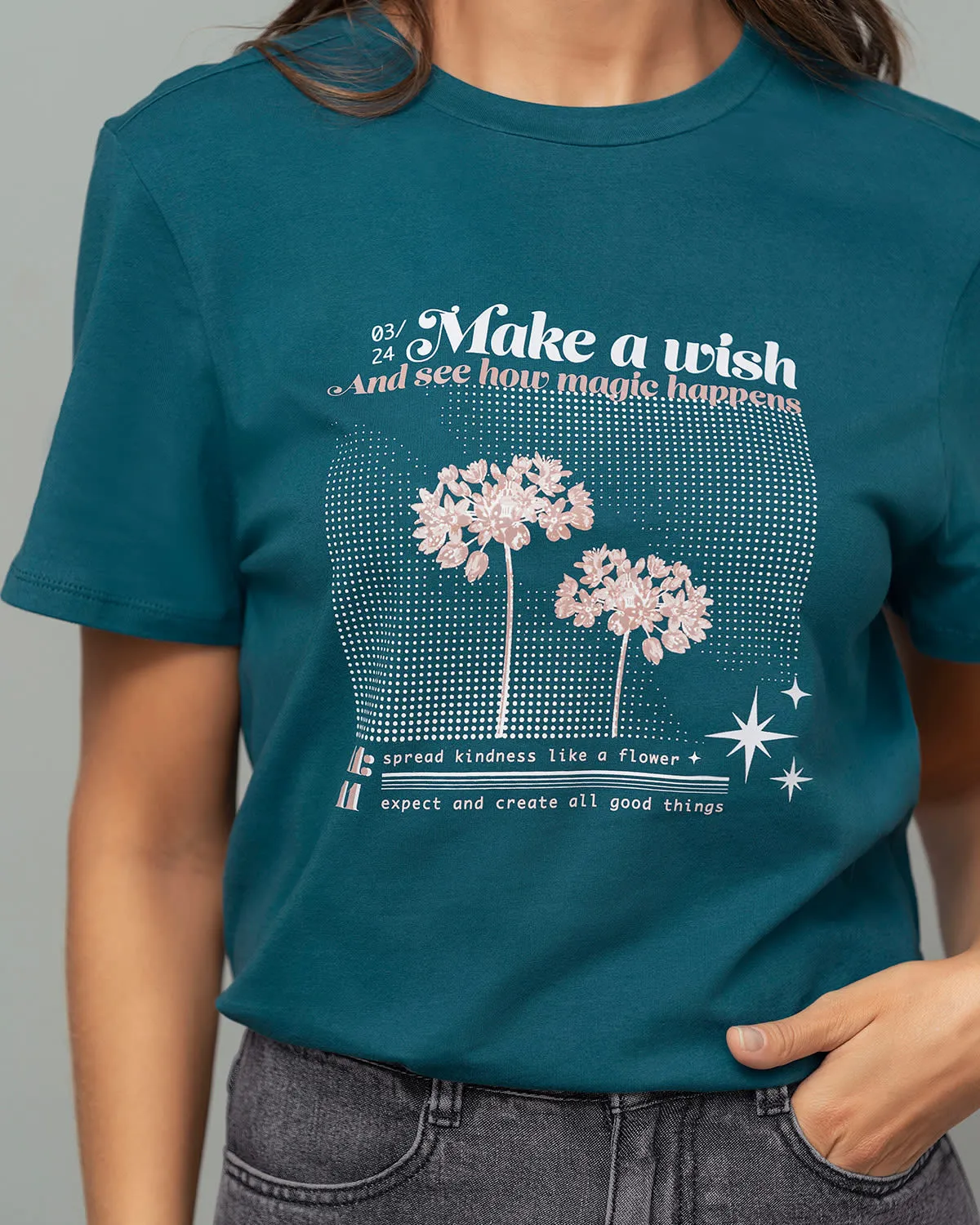 Camiseta en algodón manga corta con estampado localizado