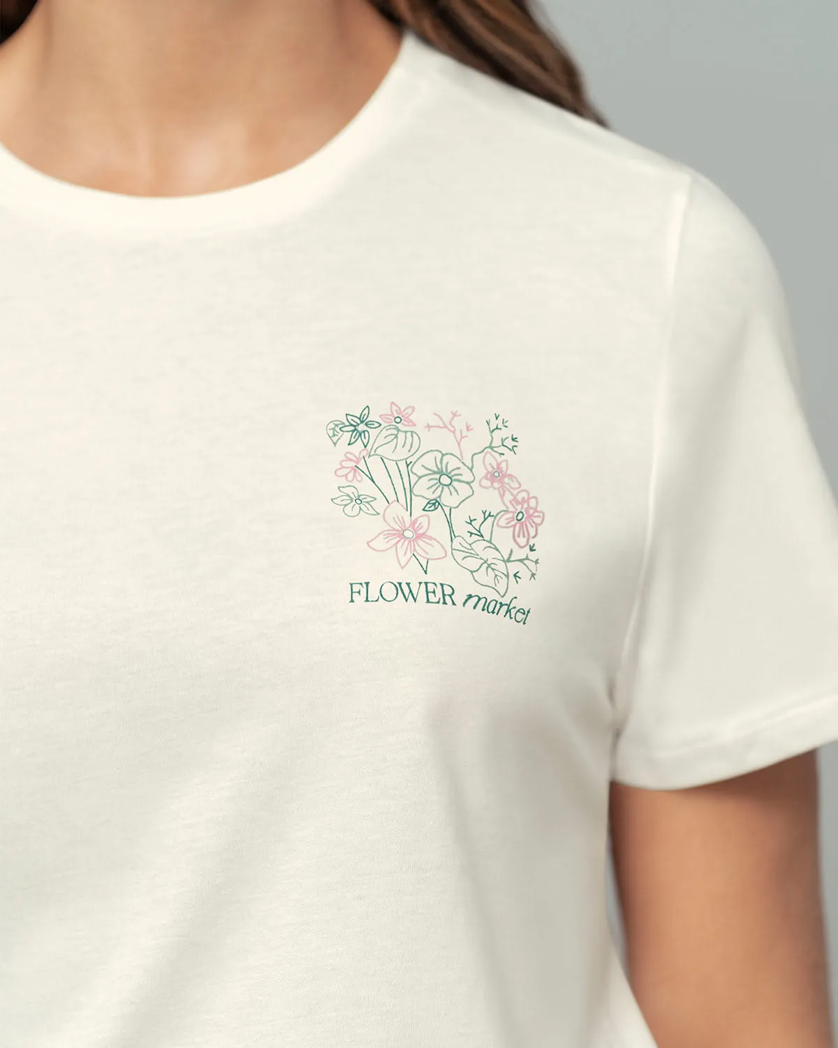 Camiseta en algodón manga corta con estampado localizado
